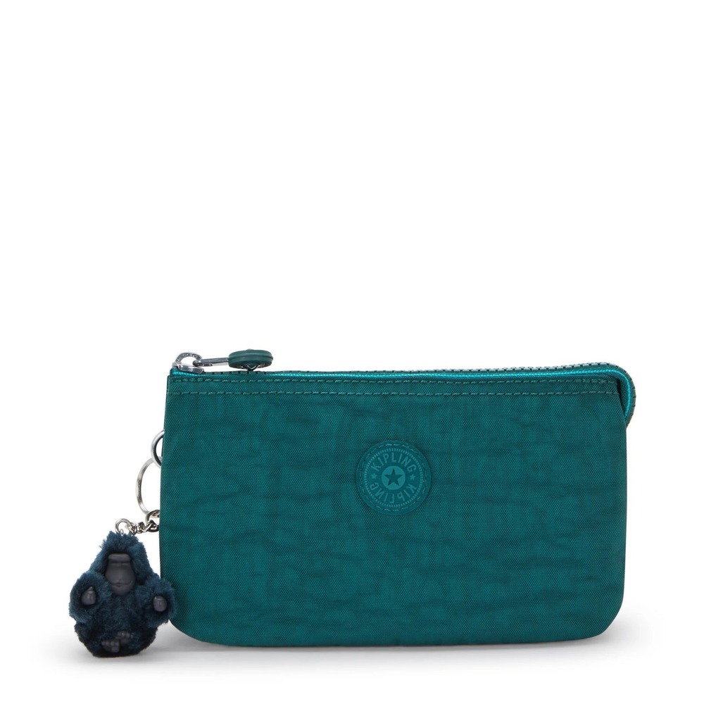 Kipling Green Coin Purse with Monkey Keychain, Zip Around Wallet‎